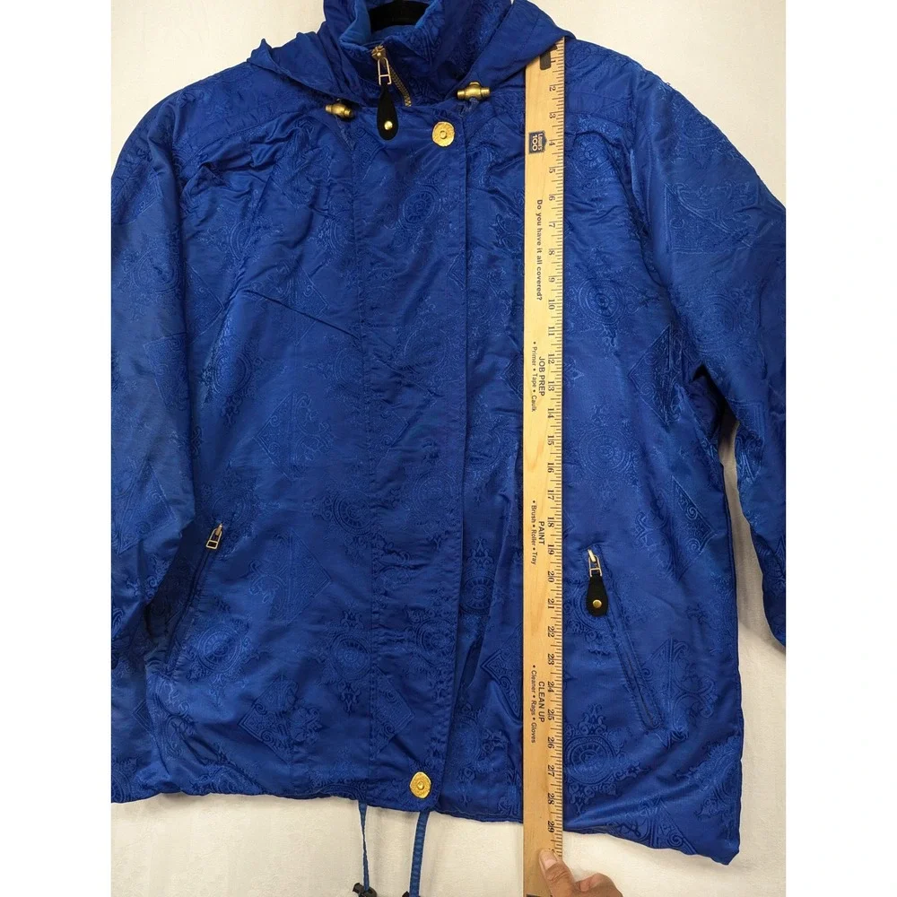 Obermeyer Royal Blue Damask‎ Pattern Hooded Ski Jacket Women's Size 12
